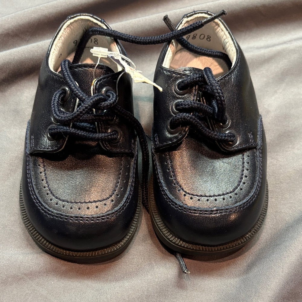 Elefanten Classic Navy Blue‎ Leather Baby First Walker Dress Shoes NWT Size 1